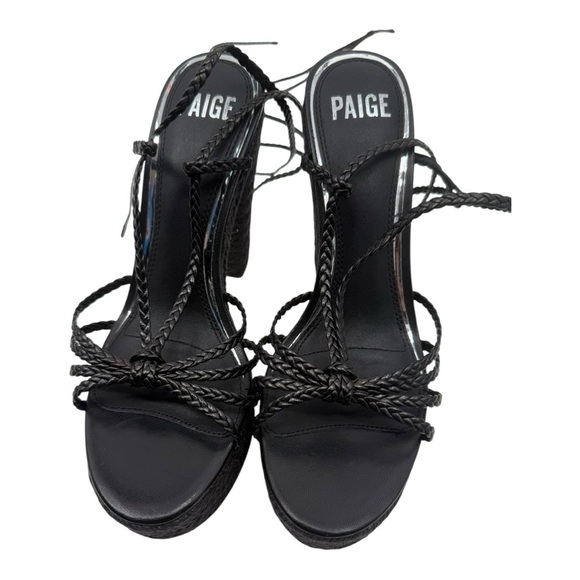 Paige Carson Braided Ankle-Wrap Platform Espadrilles - Black - Picture 2 of 6
